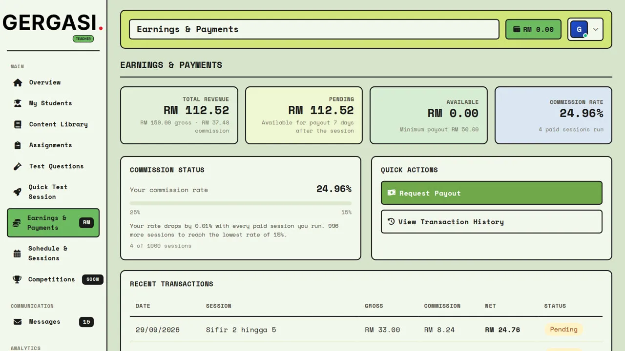 Teacher earnings and payments page