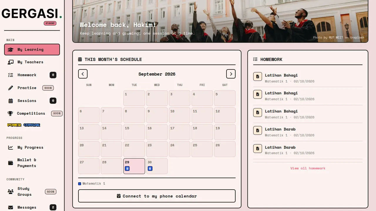 Student dashboard: My Growth tab
